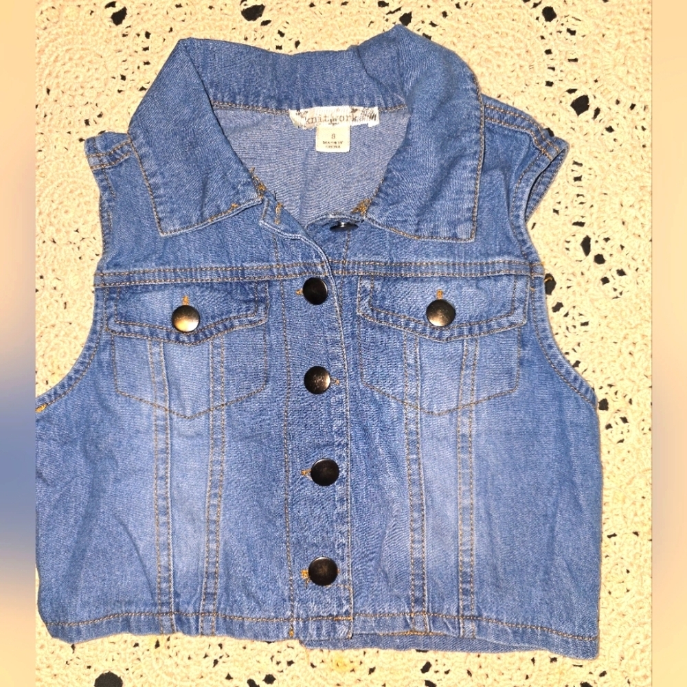 Knitworks, Denim Vest, Button Down, Girls Small